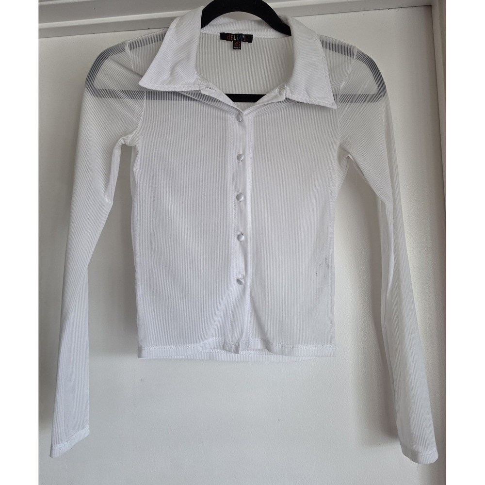 Delia's Blouse XS White Polyester Long Sleeve Women's Top
